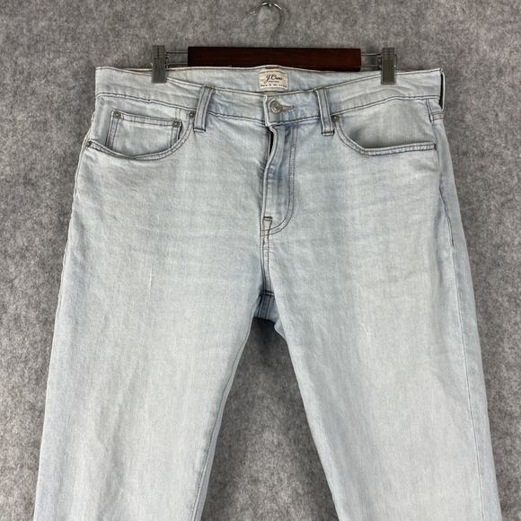 J. Crew 484 Slim Jeans Mens 35x32 Light Wash Distressed Stretch Preppy Casual - Picture 2 of 16